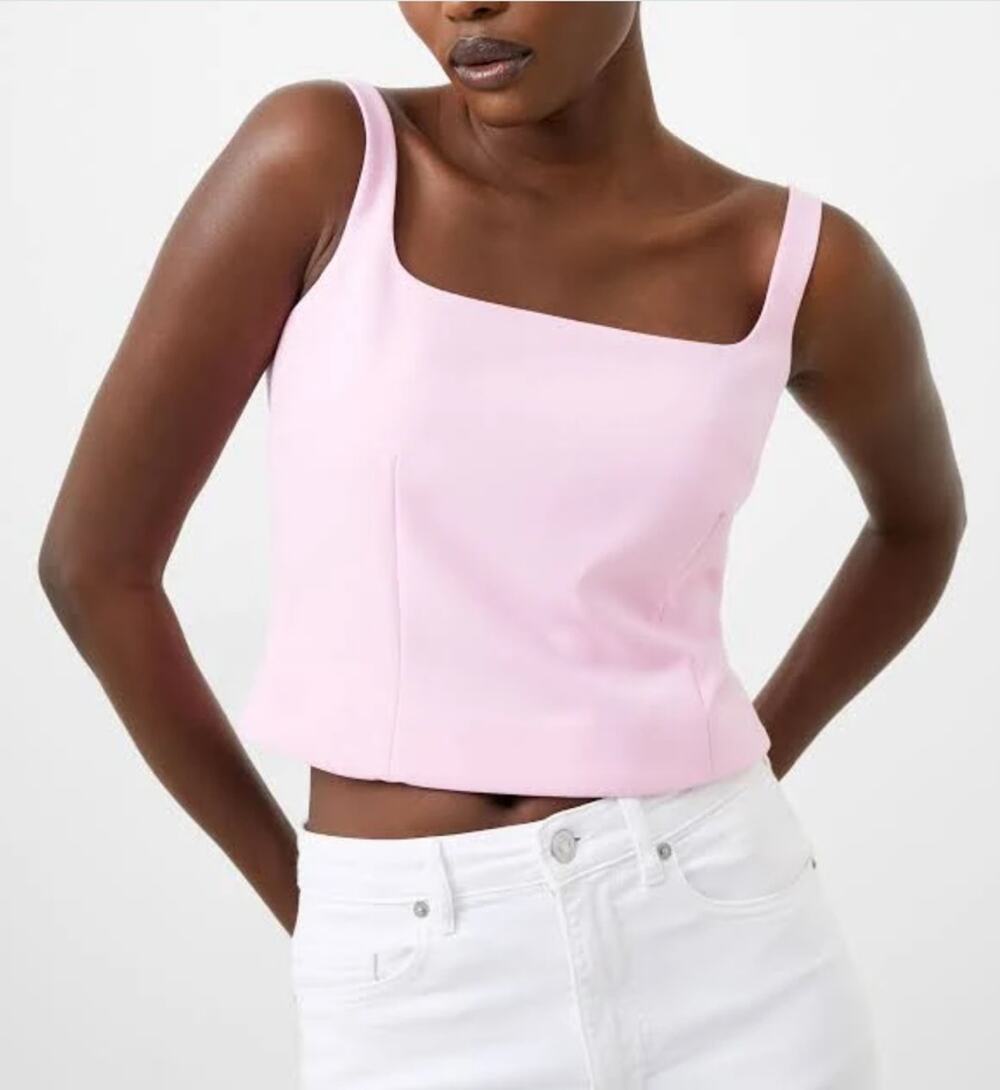 French Connection Women Lilac Sachet Whisper Sleeveless Fitted Top Size US 2